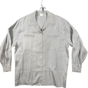 Bogner VTG Sz EU40 US 12 44” 100% Silk Twist Hem Collard Shirt